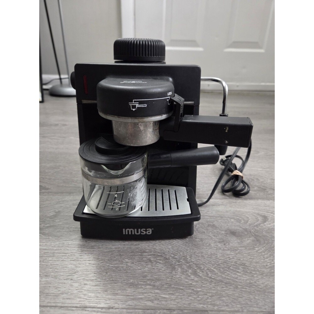 IMUSA Espresso & Cappuccino Maker Black Steam Espresso Machine 4 Cup Carafe